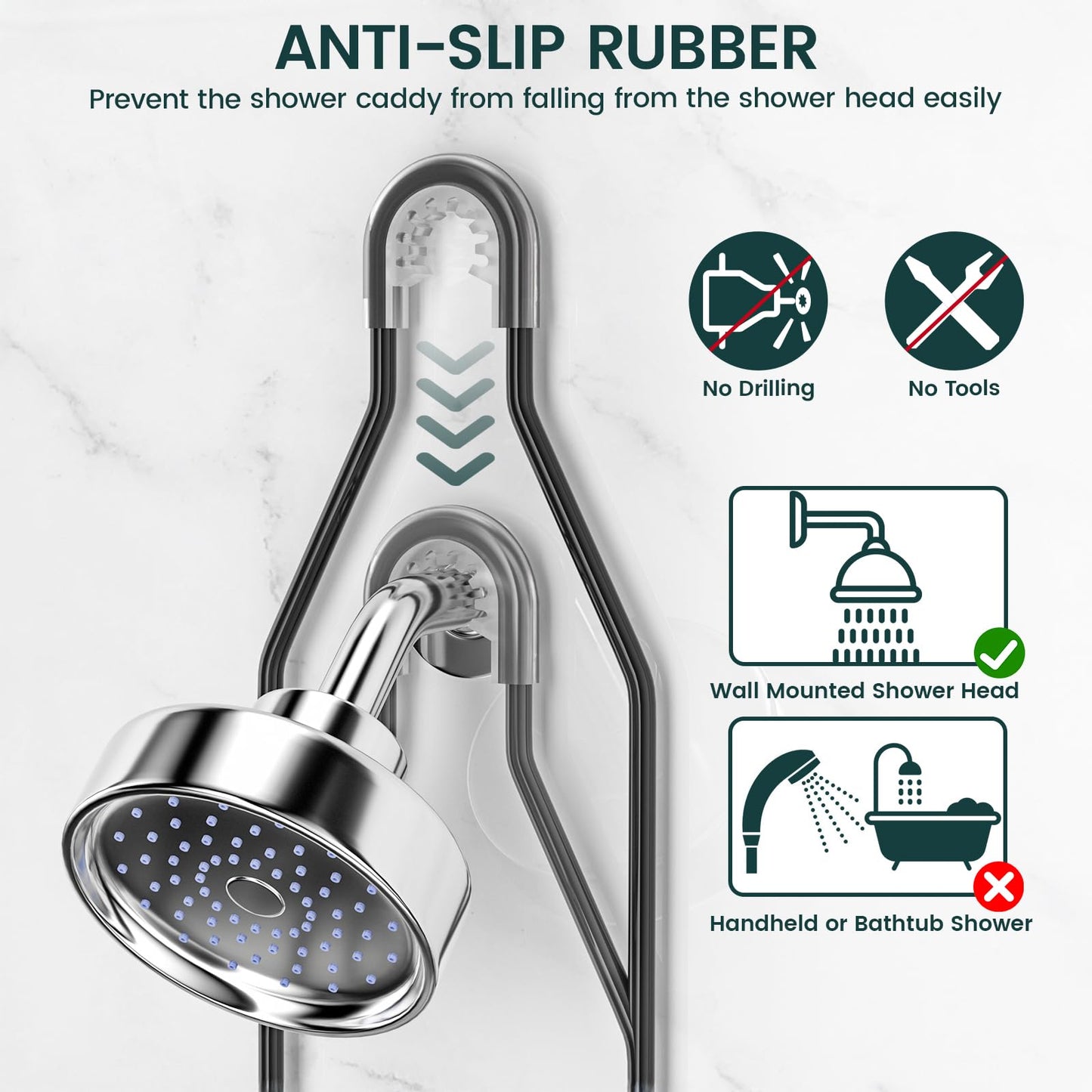 REINHARDT Adjustable Shower Caddy Hanging Rustproof Shower Organizer, Black