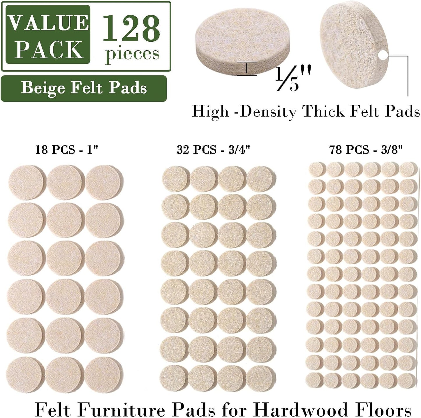 Fursafe&Q Felt Furniture Pads for Hardwood Floors - Self Adhesive Chair Felt Pad, Furniture Feet