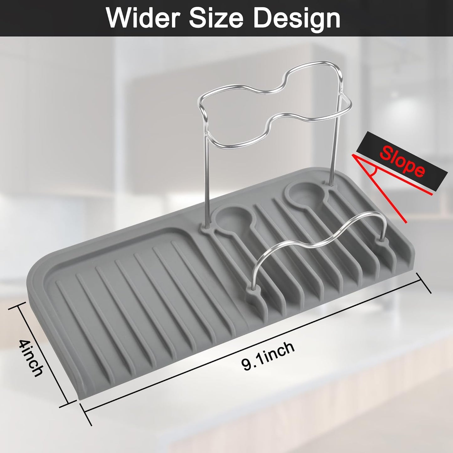 Sponge holder for kitchen sink caddy accessories gadgets, dish soap brush holder for sink organizer, soap tray holder drainer rack for bathroom -Gray