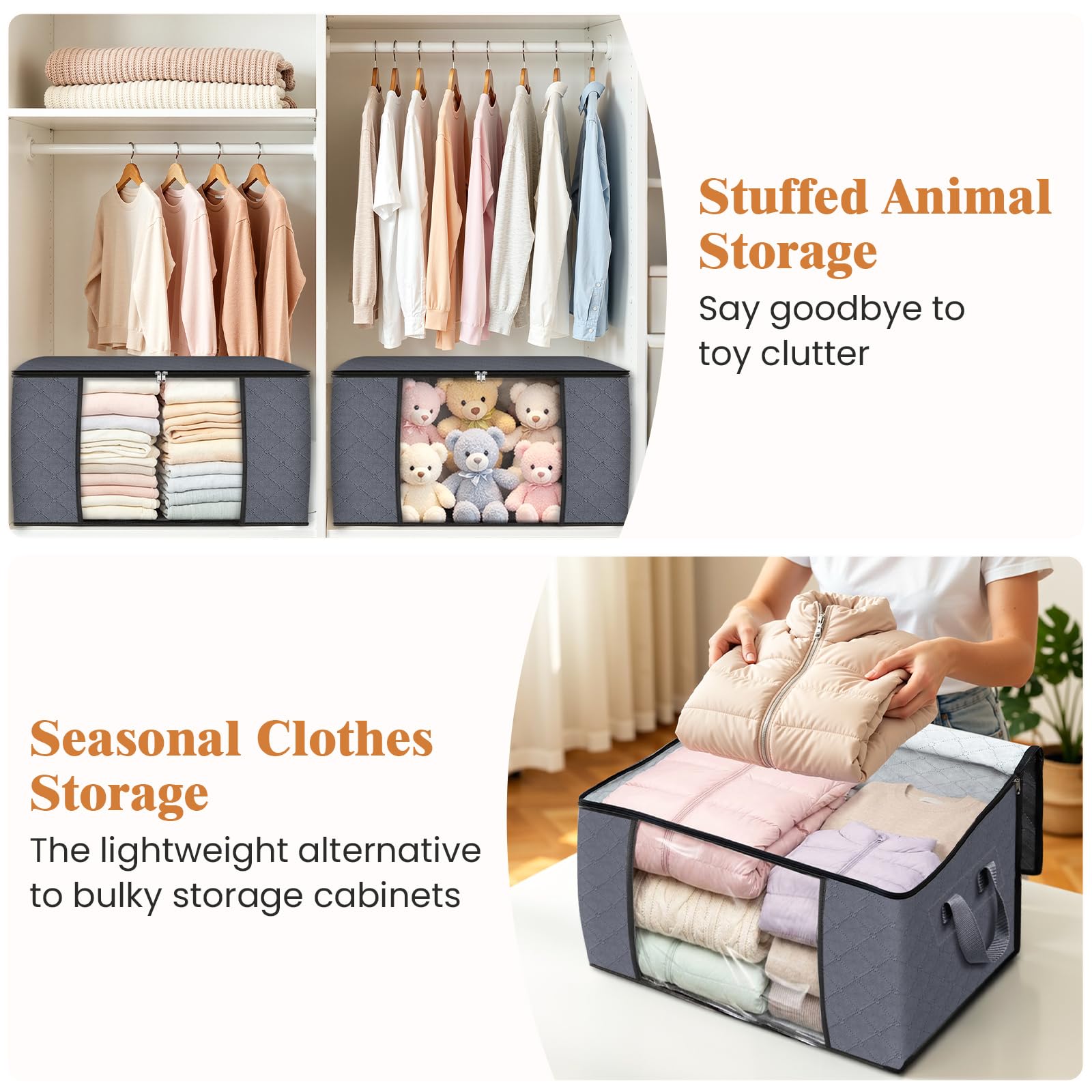 Fab totes 6 Pack Storage Bags for Clothes Blanket Storage Bins with Lids