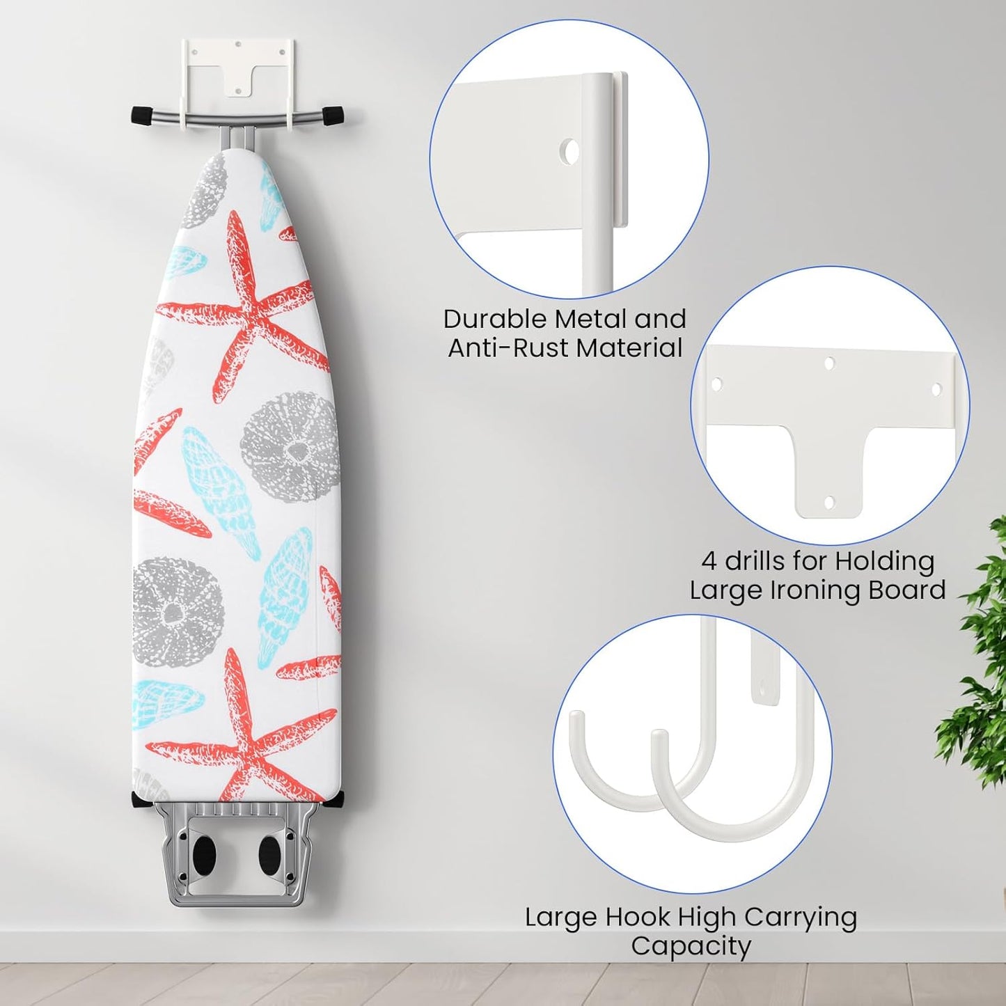 ORLESS Ironing Board Holder Wall Mount, Ironing Board Hanger, Ironing Board Holder, Iron Board Hook Wall Mount, for Laundry Rooms 5 Inch