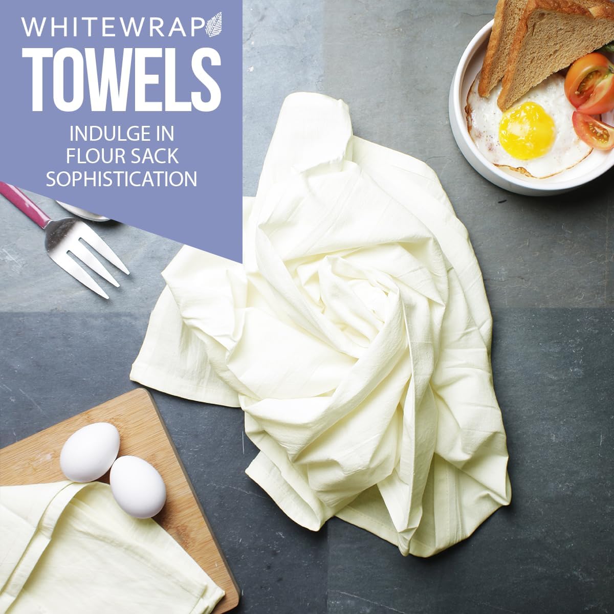 WHITEWRAP Flour Sack Towels| Tea Towel for Crafts| Kitchen Dish Cotton Blank Towel for Embroidery|Baking Bread Proofing Linen Cover| Thick Absorbent Quick Dry| 24 Pack 18"x28"Natural