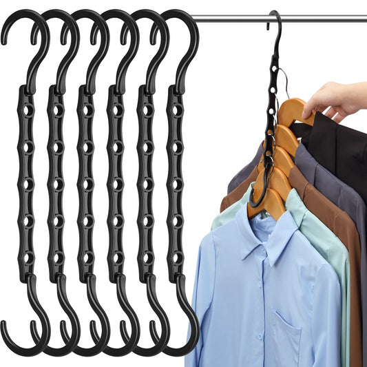 AMKUFO 6 Pack-Closet-Organizers-and-Storage, Space-Saving-Hangers Black