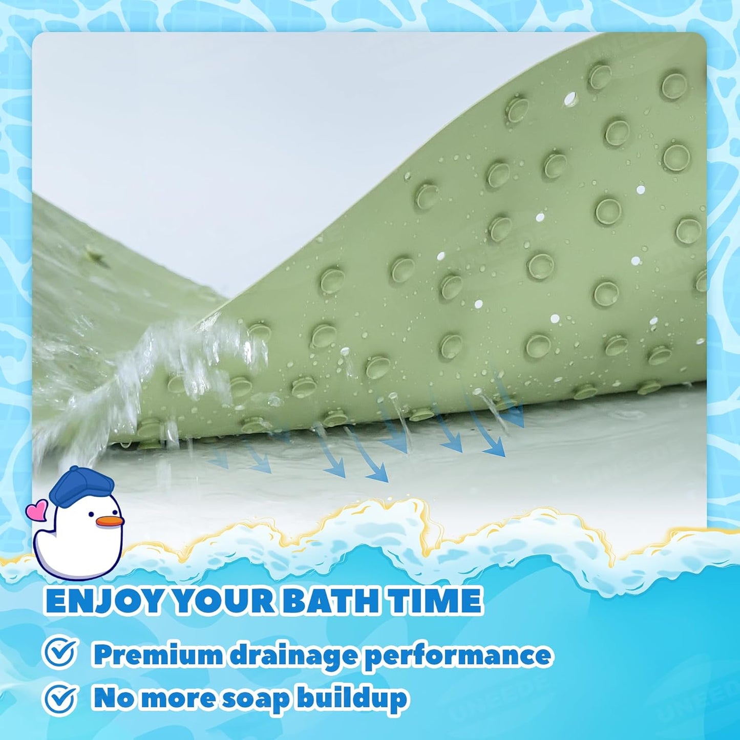 UNEEDE Dinosaur Kids Bathtub Mat - Extra Thick Rubber Shower Mat for Toddlers, 30"x18" Bath Mat with 100+ Suction Cups, Machine Washable Tub Pad for Babies & Children's Bath Time Comfort