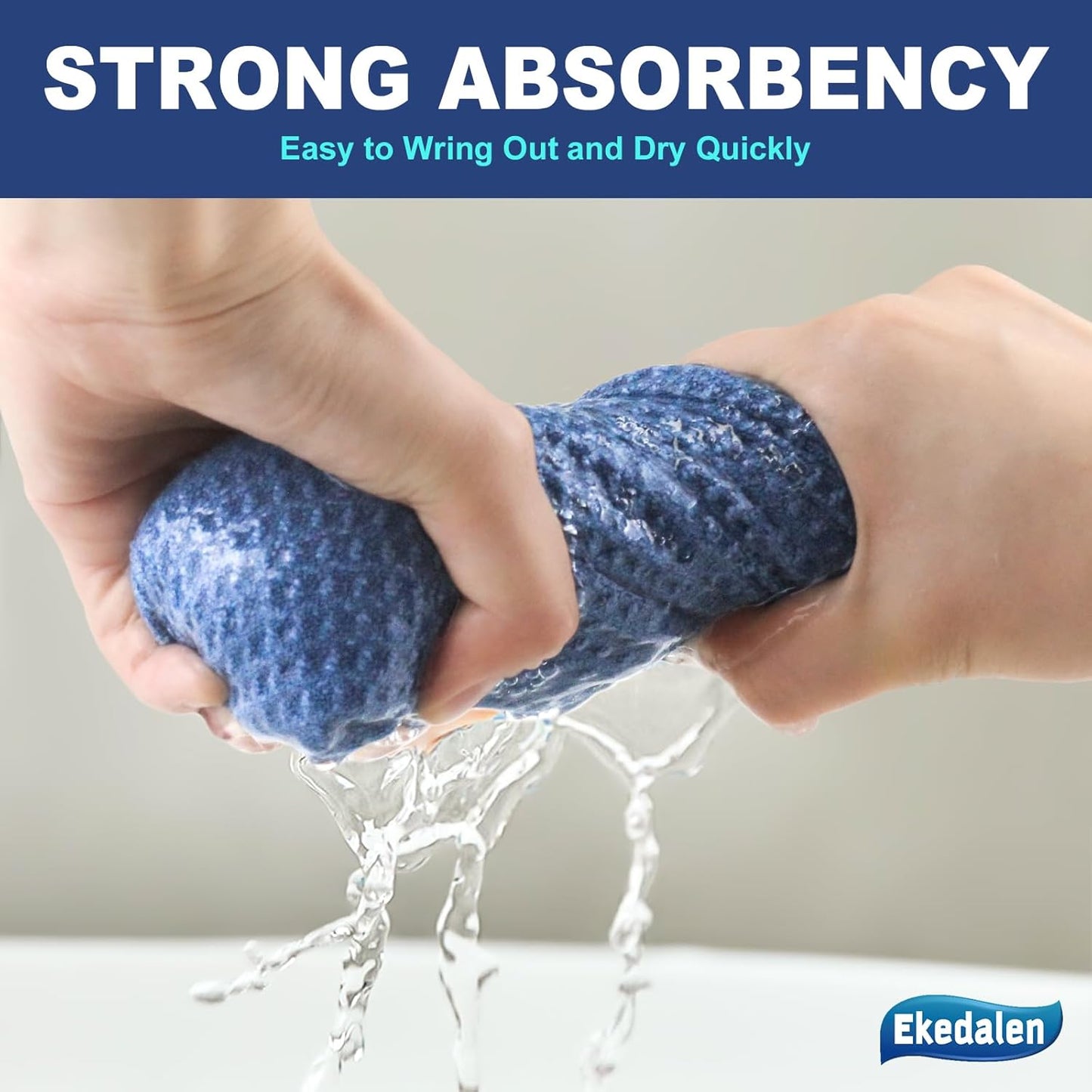 Microfiber Cleaning Cloth Waffle Weave for Dusting Absorbent Towel Quick Drying Dust Rags Household Kitchen, Lint Free Streak Free, 6 Pack,12 x 12 Inches, Blue