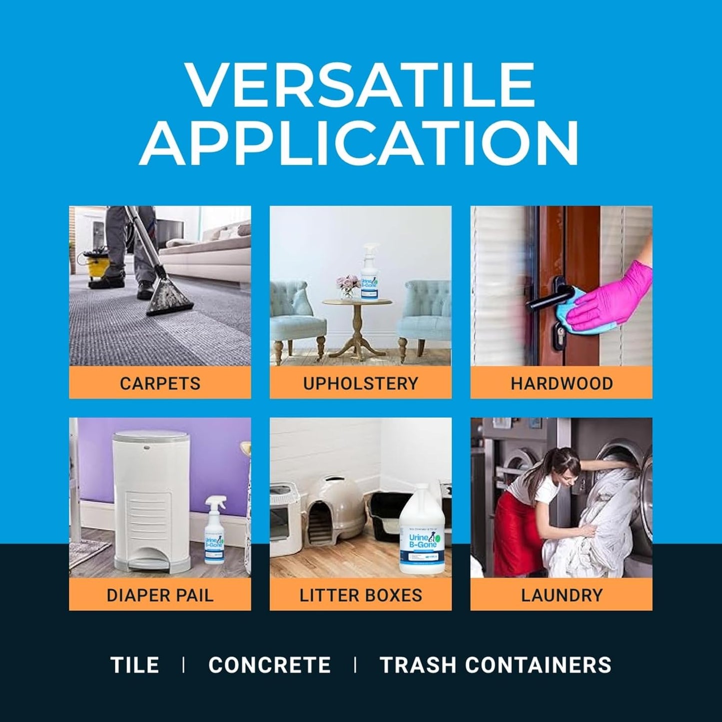 KINZUA ENVIRONMENTAL Urine B-Gone, Professional Enzyme Odor Eliminator & Pet Stain Remover, Human, Cat & Dog Urine Cleaner, Effective on Laundry, Carpets & More, Citrus Scent, 32oz, Pack of Two