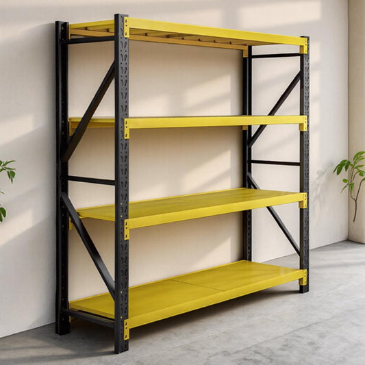 Storage Shelves Heavy Duty, Metal Garage Shelving Units, 4 Tier Storage Rack Shelf, Steel Industrial Shelving, Adjustable Standing Shelf for Basement/Warehouse (Yellow and Black, W59.06*D23.6*H78.74)