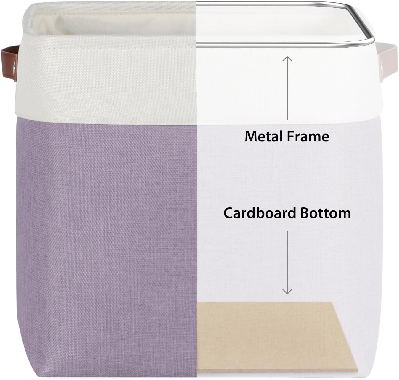 Univivi 13 x 13 x13 Cube Storage Baskets Storage Bins with Hard Bottom|PU Handles for Organizing,Foldable Fabric Storage Bins Decorative Organizer Baskets for Shelves,Closet (Purple)