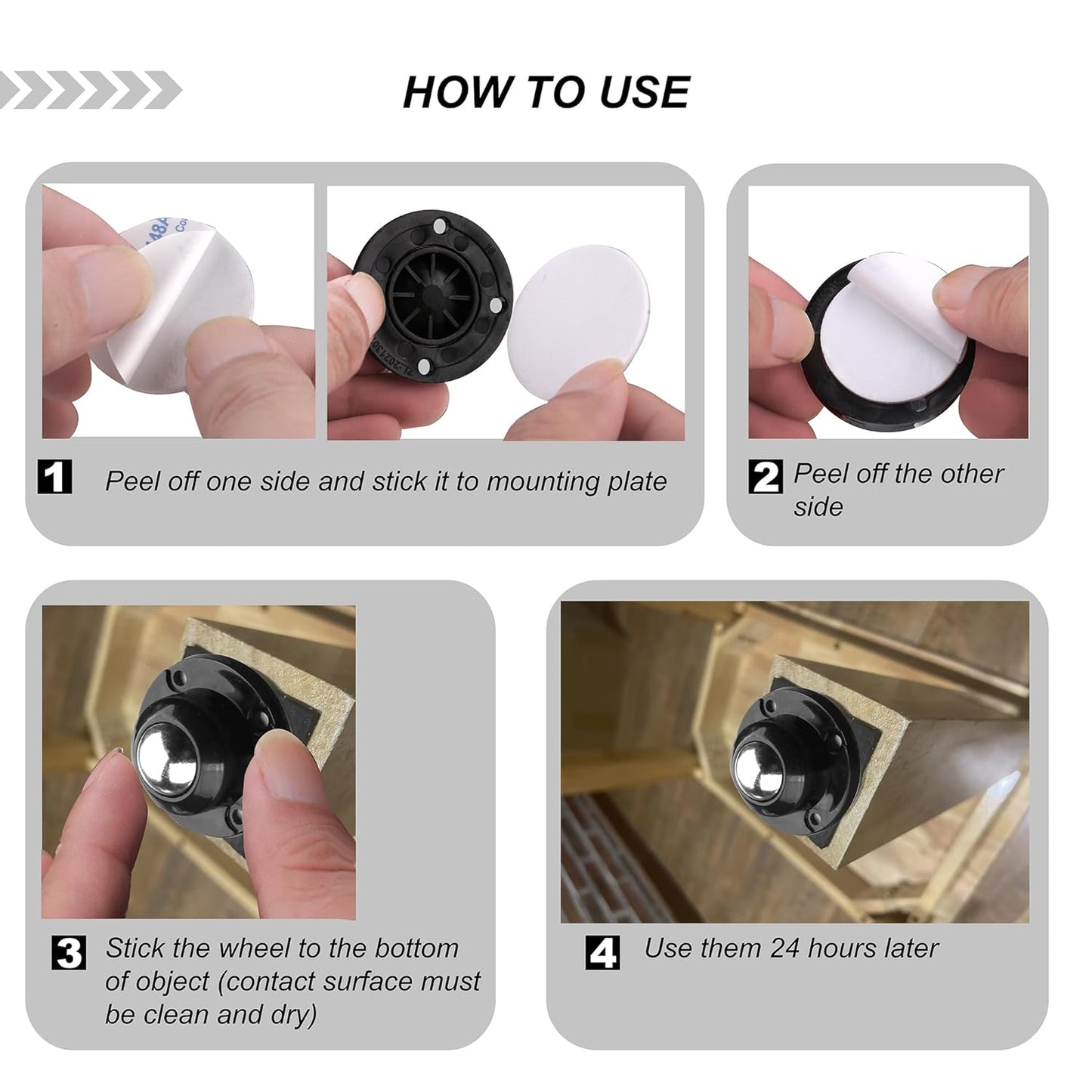 PlusRoc 12 Pack Self Adhesive Caster Wheels 1 Inch for Furniture Mop Bucket, Load Capacity 28LBS Per Wheel, Low Profile Swivel Wheels for Small Appliance Storage Bins