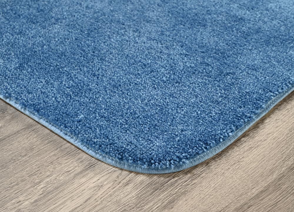 Garland Rug Traditional Nylon Washable Basin Blue 3 Piece Set - Lid, Contour, Bath Rug - Soft