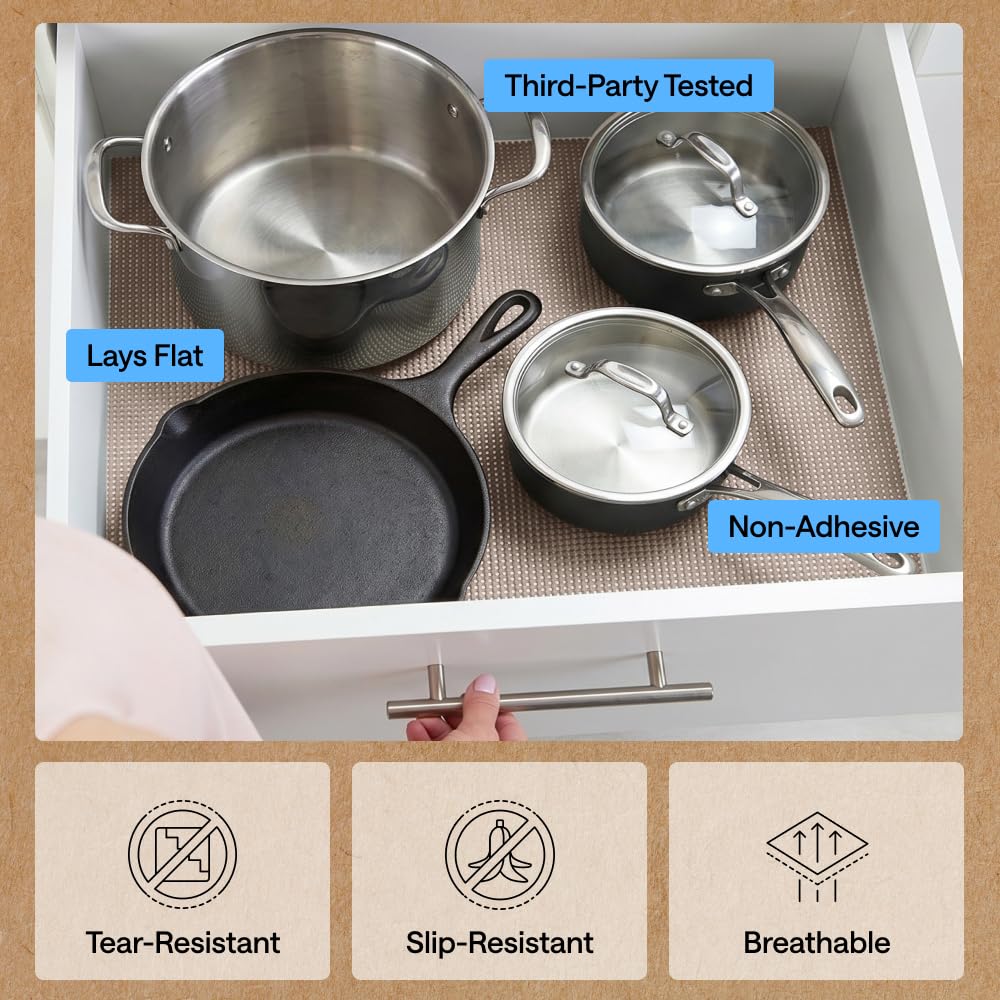 GORILLA GRIP powerGRIP Drawer Shelf and Cabinet Liner, Thick Strong Hold, Non-Adhesive Liners