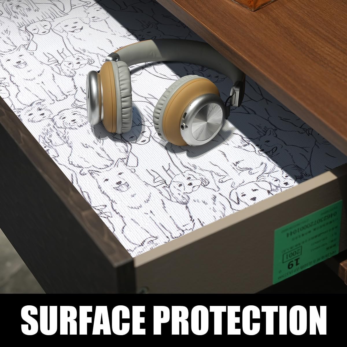 Dog Shelf Liner Non-Adhesive and Strong Non-Slip, Animal Cabinet Drawer Liners for Kitchen Cabinets, Waterproof Cupboard Liners,Easy to Clean,12IN x 10FT