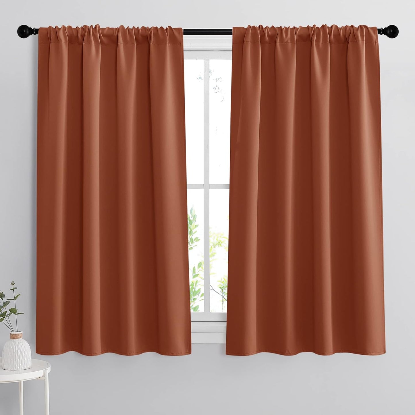 RYB HOME Room Darkening Curtains 54 inches Length, Blackout Window Curtains Drapes Energy Efficient Covering for Bedroom Dorm Glass Door, W 42 x L 54 inch, 2 Panels, Burnt Orange