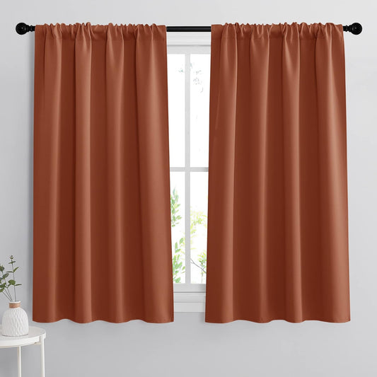 RYB HOME Room Darkening Curtains 54 inches Length, Blackout Window Curtains Drapes Energy Efficient Covering for Bedroom Dorm Glass Door, W 42 x L 54 inch, 2 Panels, Burnt Orange