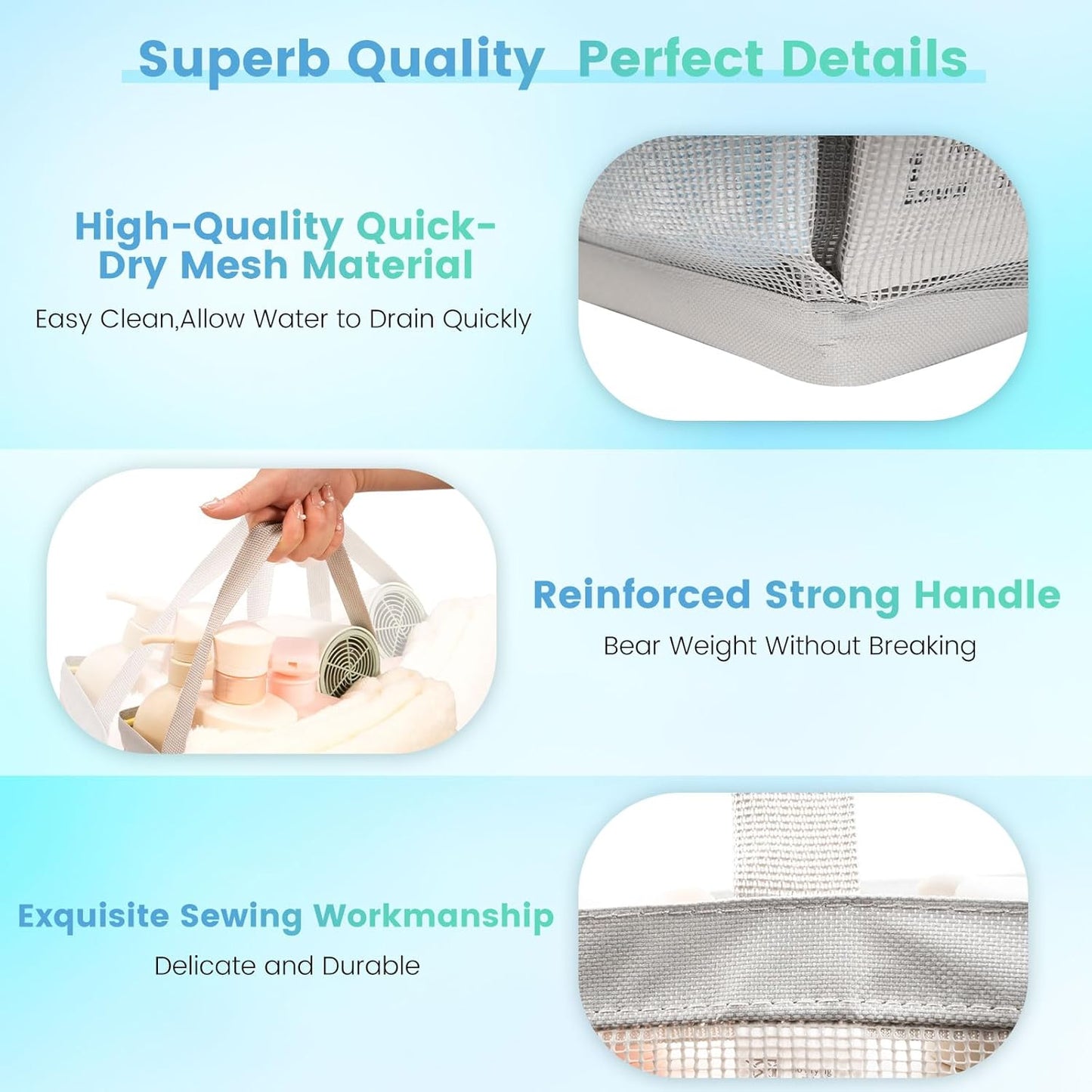 Shower Caddy Portable for College Dorm Room Essentials for Girls with 9 Pockets,Large-Capacity Shower Basket,Quick Dry Toiletry Tote Bag for Women,Outdoor Gym,Travel,Swim,Beach Camping Essentials-Grey