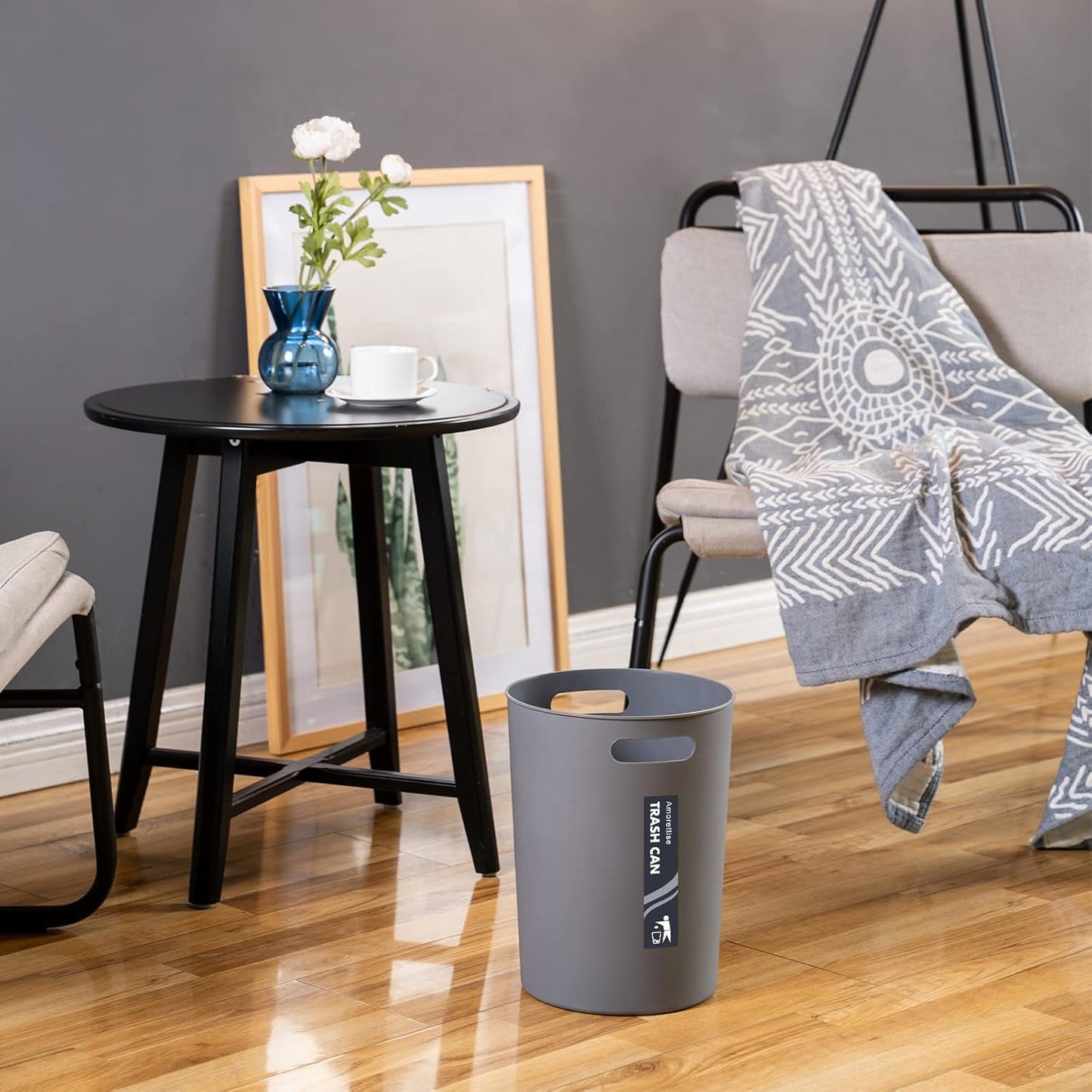 4 Pack Small Trash Can for Bathroom - 3 Gallon/12-Liter Wastebasket, Round Plastic Garbage Container Bin for Bedroom Office.