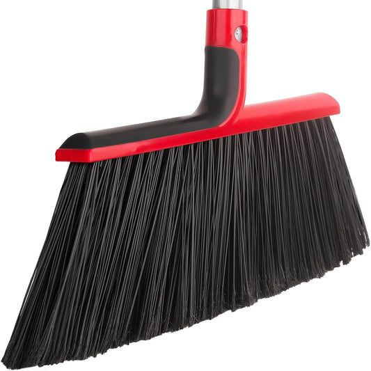 Angle Broom with 58″ Long Handle – 14″ Wide Stiff Bristles for Indoor & Outdoor Sweeping, Garage