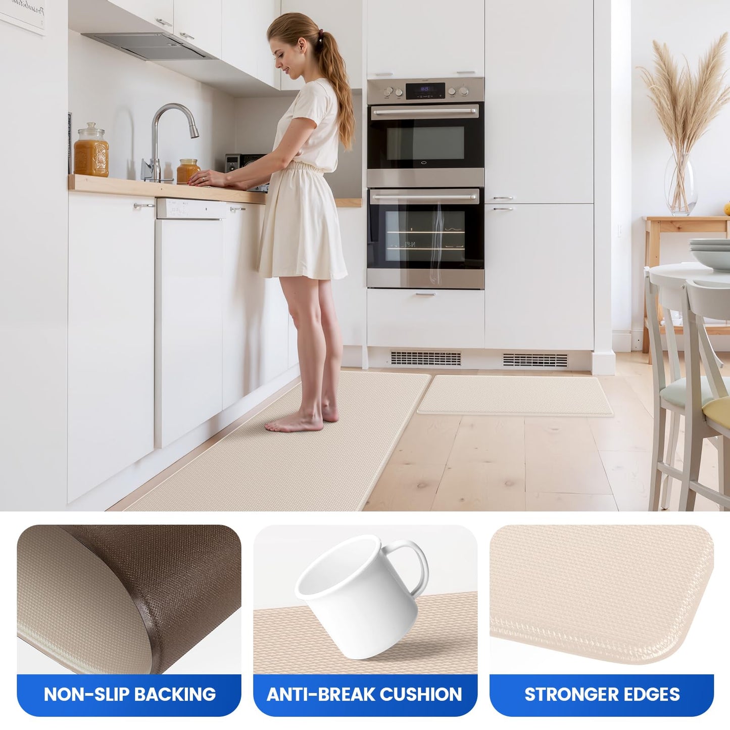 KitchenClouds Kitchen Mats for Floor,3PCS Cushioned Soft Kitchen Rugs