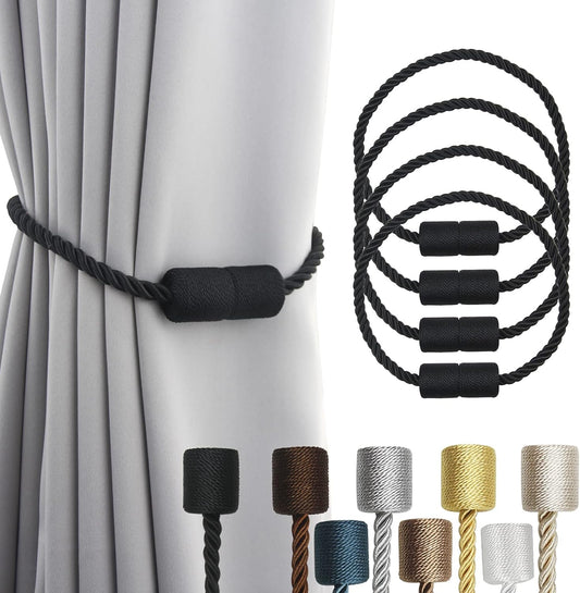 4 Pack Strong Magnetic Curtain Tiebacks Outdoor Elegant Decorative Tie Backs Modern Rope Tiebacks