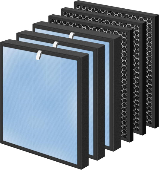 HSP001 True HEPA Filter Replacements for Air Purifier Filters HSP001,4 in 2 H13 True HEPA Filter with Activated Carbon Pre-Filter,3 Pack