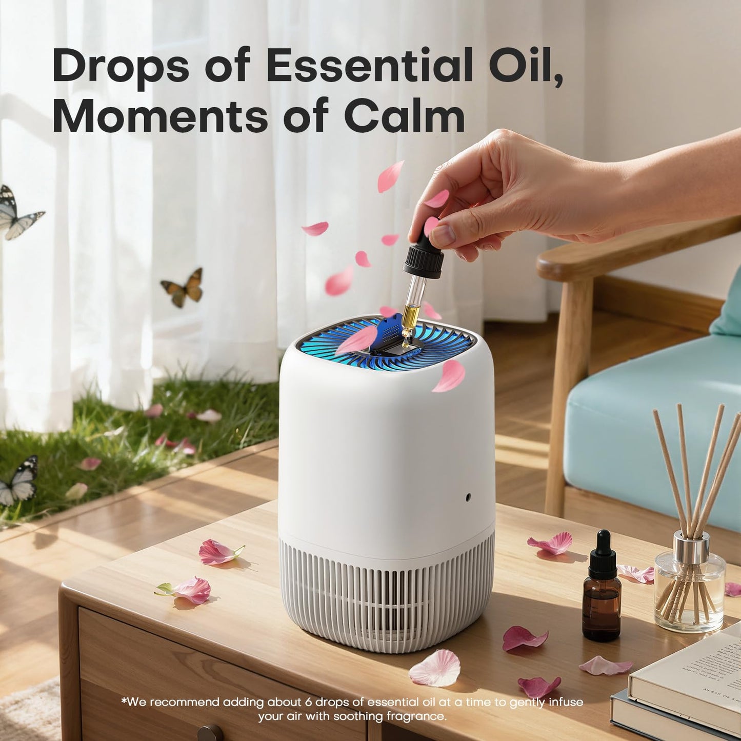VOOPNU Air Purifiers for Home, High Efficiency Filter Up to 1076 Ft², White