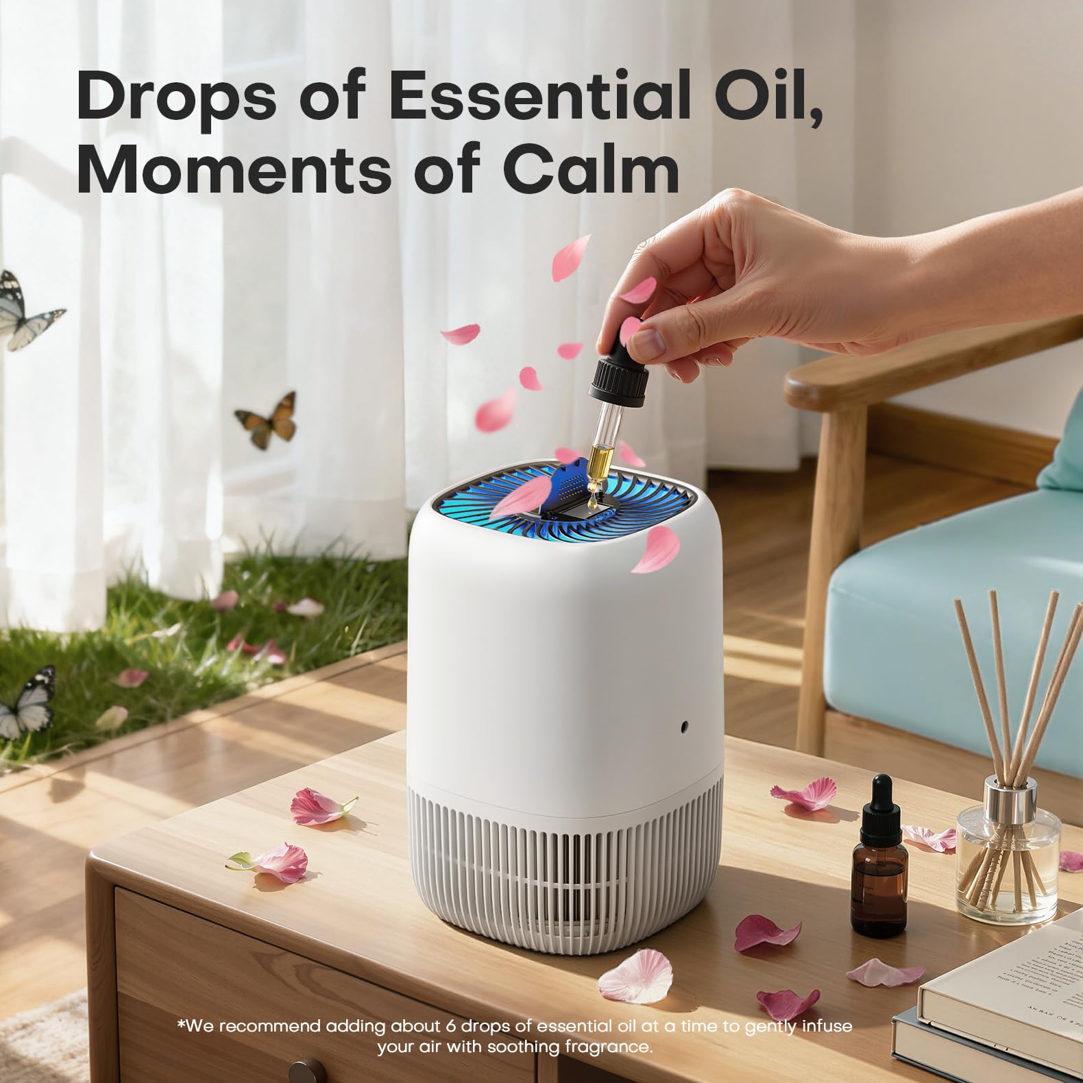 VOOPNU Air Purifiers for Home, High Efficiency Filter Up to 1076 Ft², White