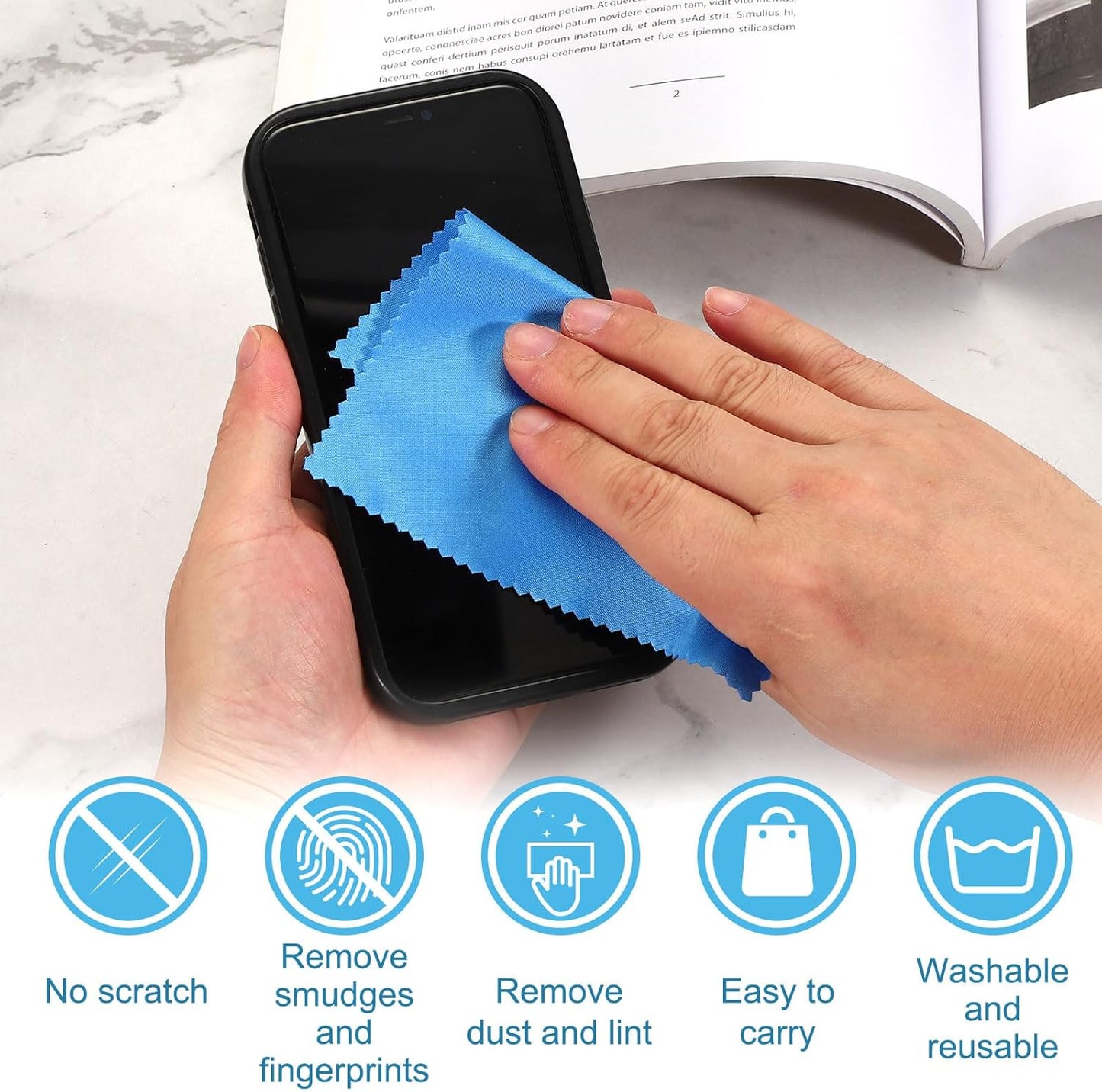 PATIKIL Eyeglass Microfiber Cleaning Cloth 7"x6", 200 Pack Glasses Cleaning Cloth Soft Wipe Screen Cloth for Camera Lens Eyeglasses Screens in Individual Vinyl Pouch, Pink