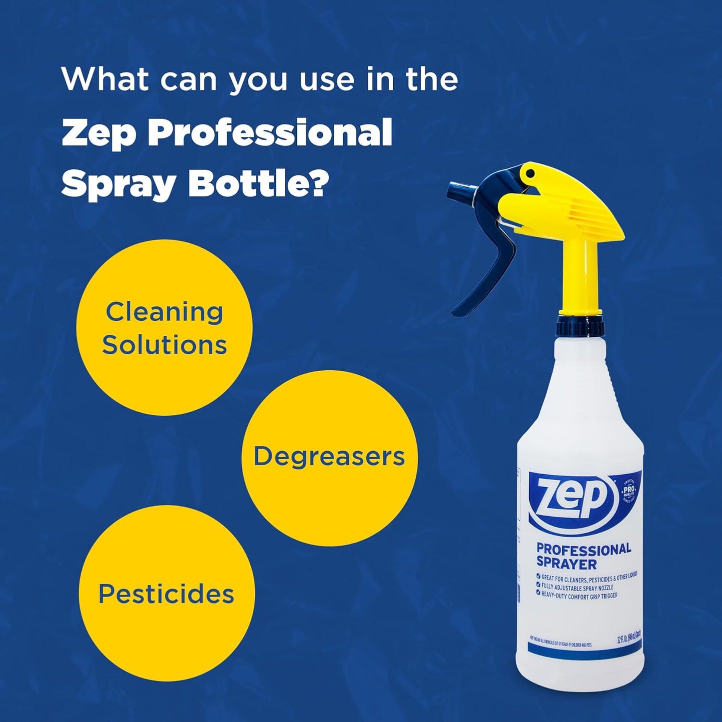 Zep Professional Sprayer Bottle - 32 oz (Case of 12) - HDPRO1 - Versatile Adjustable Nozzle Spray Bottles with a Fine Mist or Powerful Spray, Refillable for Diluted Concentrate