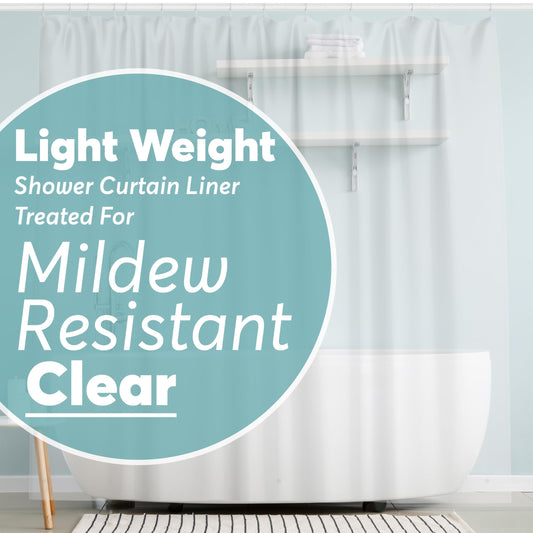 BigFoot Shower Curtain Liner – 72 x 72 PEVA Light Weight Shower Curtain with 12 Rustproof Metal