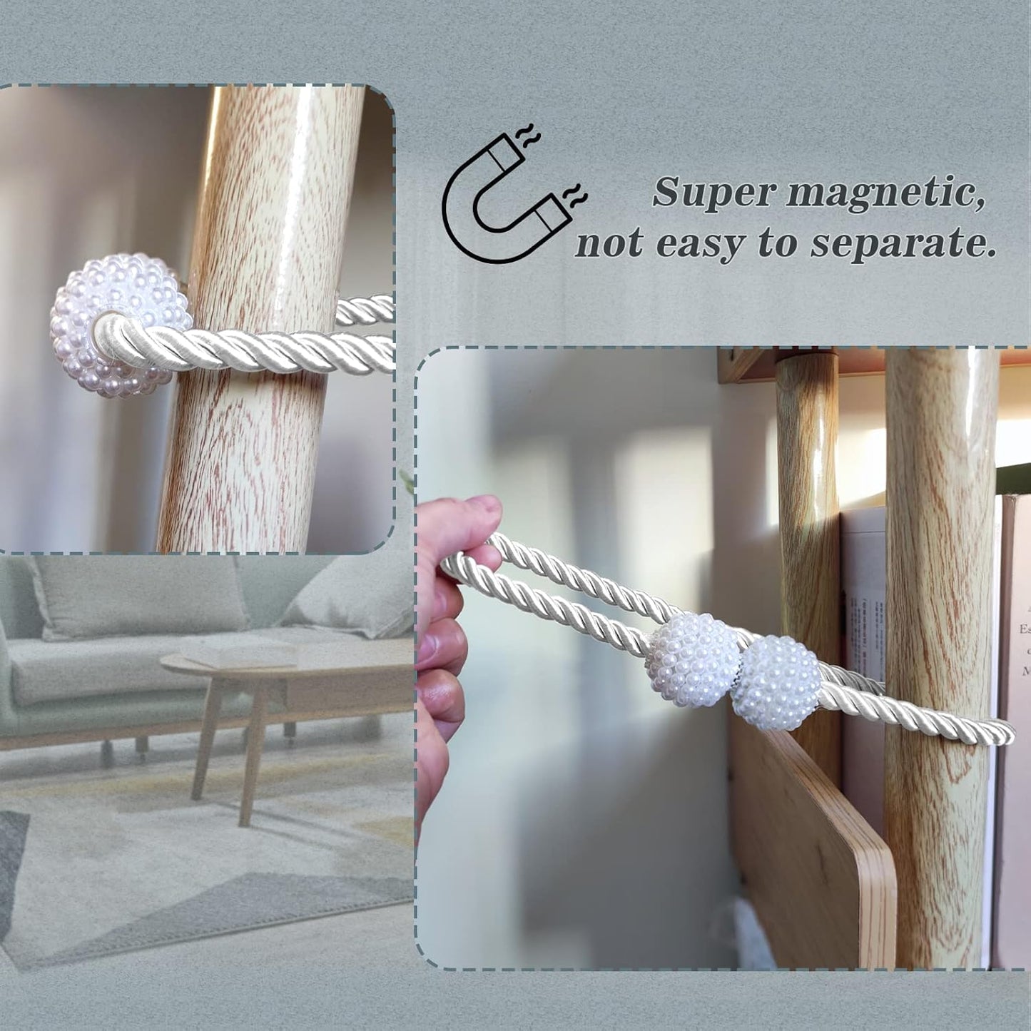 Hion Magnetic Curtain Tiebacks Dark Brown 6 Pack, Curtain Tiebacks Buckles Holdbacks Holders Hooks Clip for Home Bedroom Office Decorative Thick or Thin Curtain