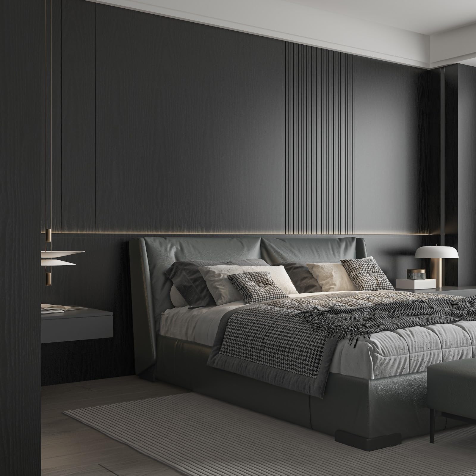 Abyssaly Black Wood Contact Paper Peel and Stick Wallpaper for Cabinets