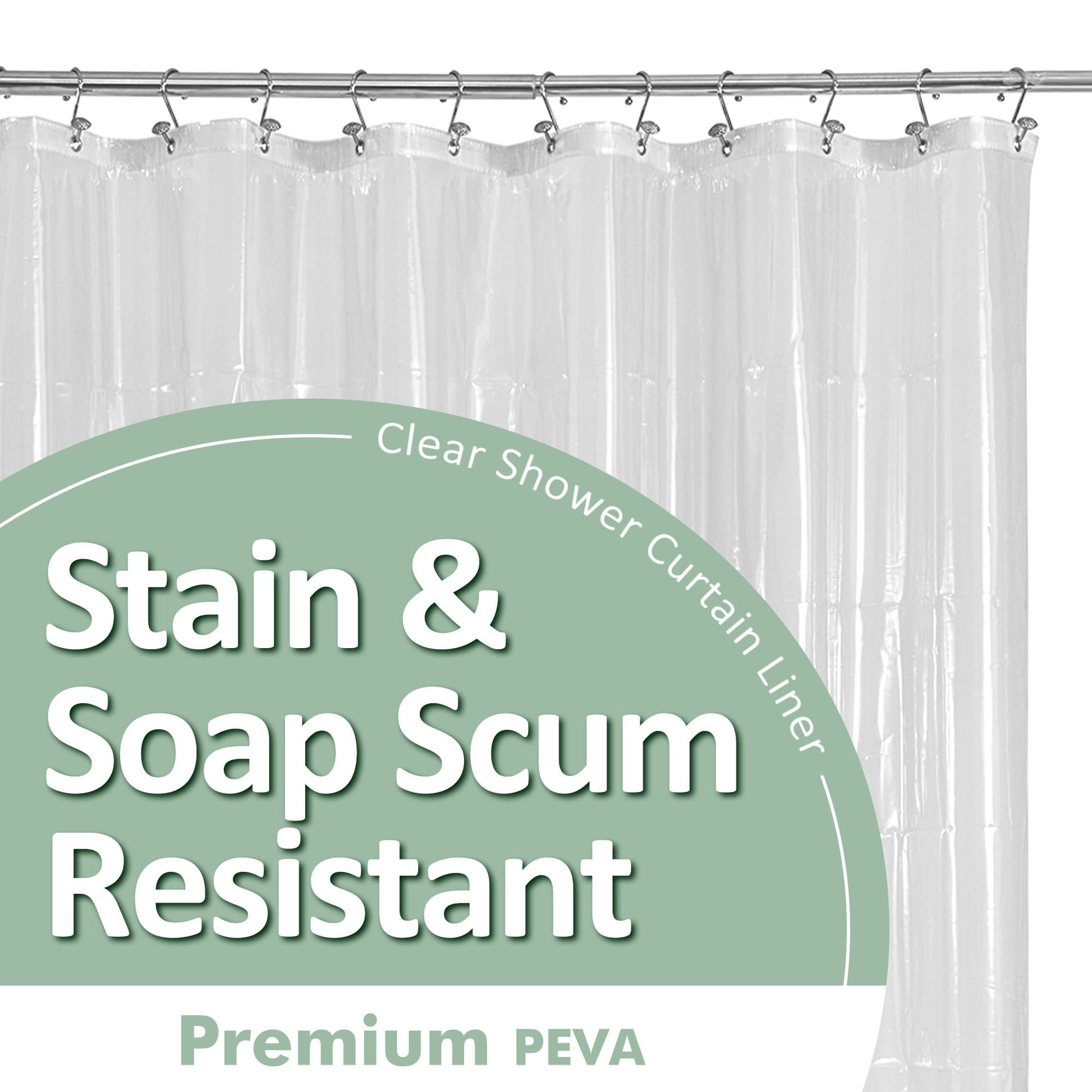 Barossa Design Premium Shower Curtain Liner Standard Size, Clear