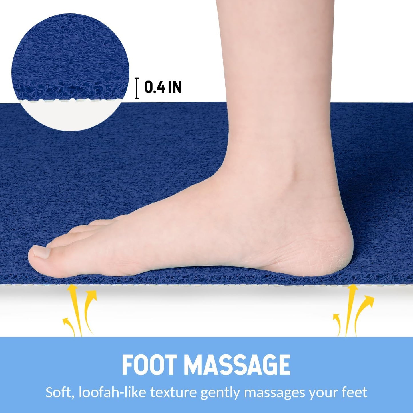 Non-Slip Bathtub Mat, Anti Slip Shower Mat, Fast Drying Bathtub Mats, Foot Scrubber Mat, Anti Slip Mat for Tub, Floor, Bathroom, Kitchen, Home, Hotel (Navy Blue 40"×28")