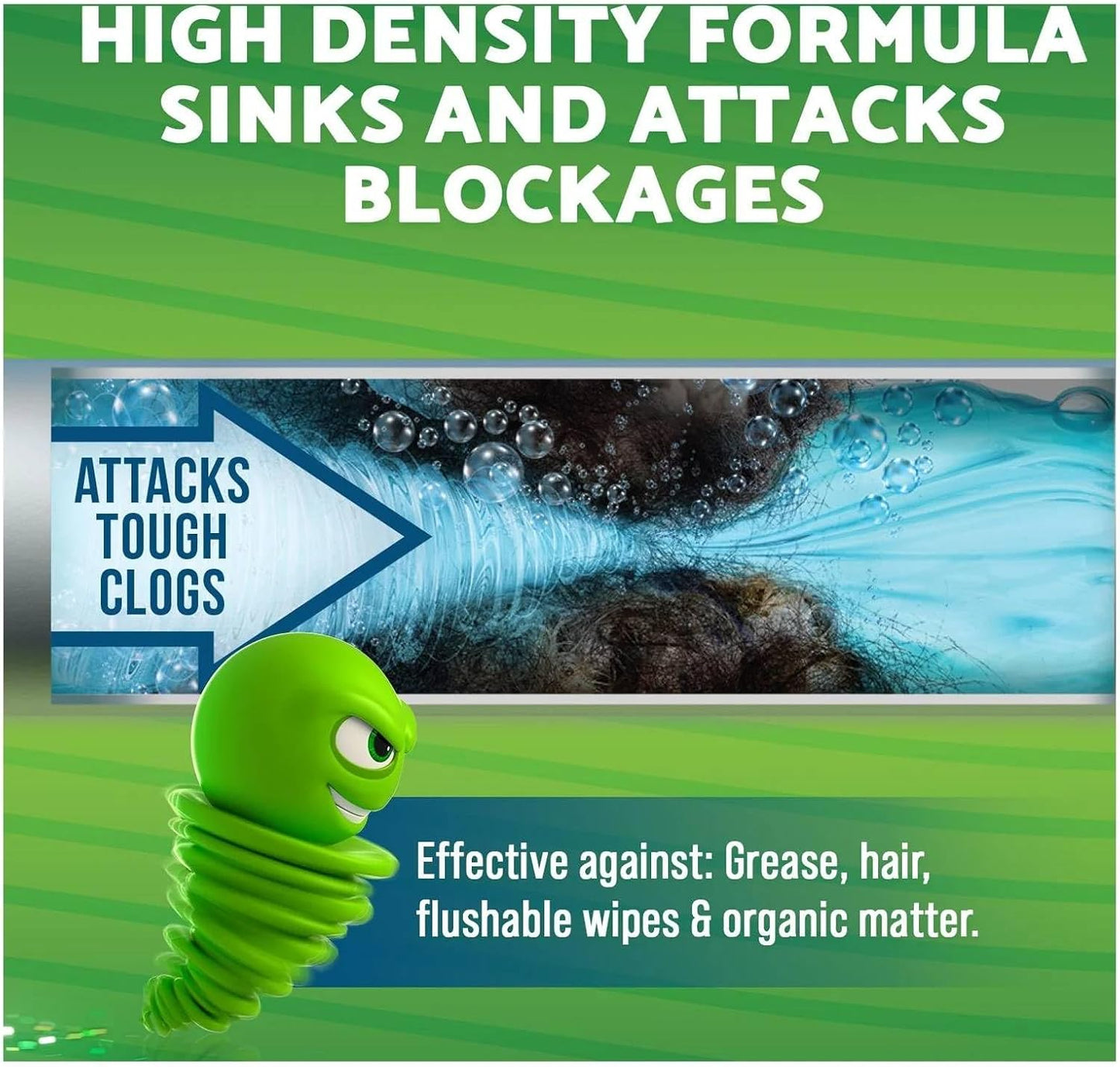 Green Gobbler Ultimate Main Drain Opener | Drain cleaner Hair Clog Remover | Works On Main Lines, Sinks, Tubs, Toilets, Showers, Kitchen Sinks | 64 fl. oz.