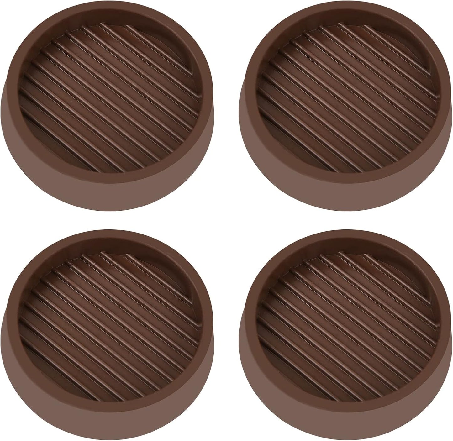 2X2 Round Rubber Caster Cups, Non Slip Furniture Pads, Anti-Slip Gripper, Anti Skid Furniture Feet, Anti Slide Floor Protector for Bed Couch Table Chair Stoppers (Brown, 4 Pack)