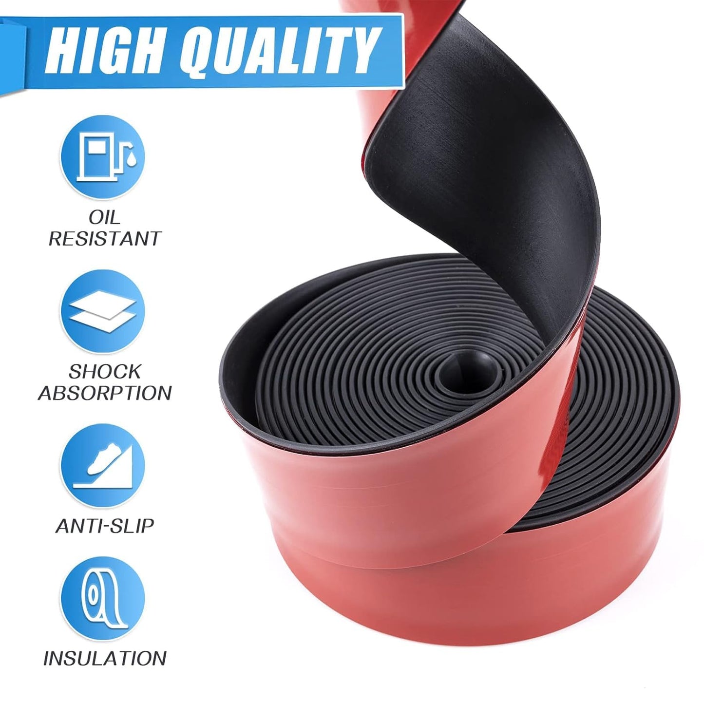 Neoprene Rubber Strips With Adhesive Backing - Self Stick Seal Gasket for Matting Padding - 1" Wide x 1/5" Thick x 10' Long