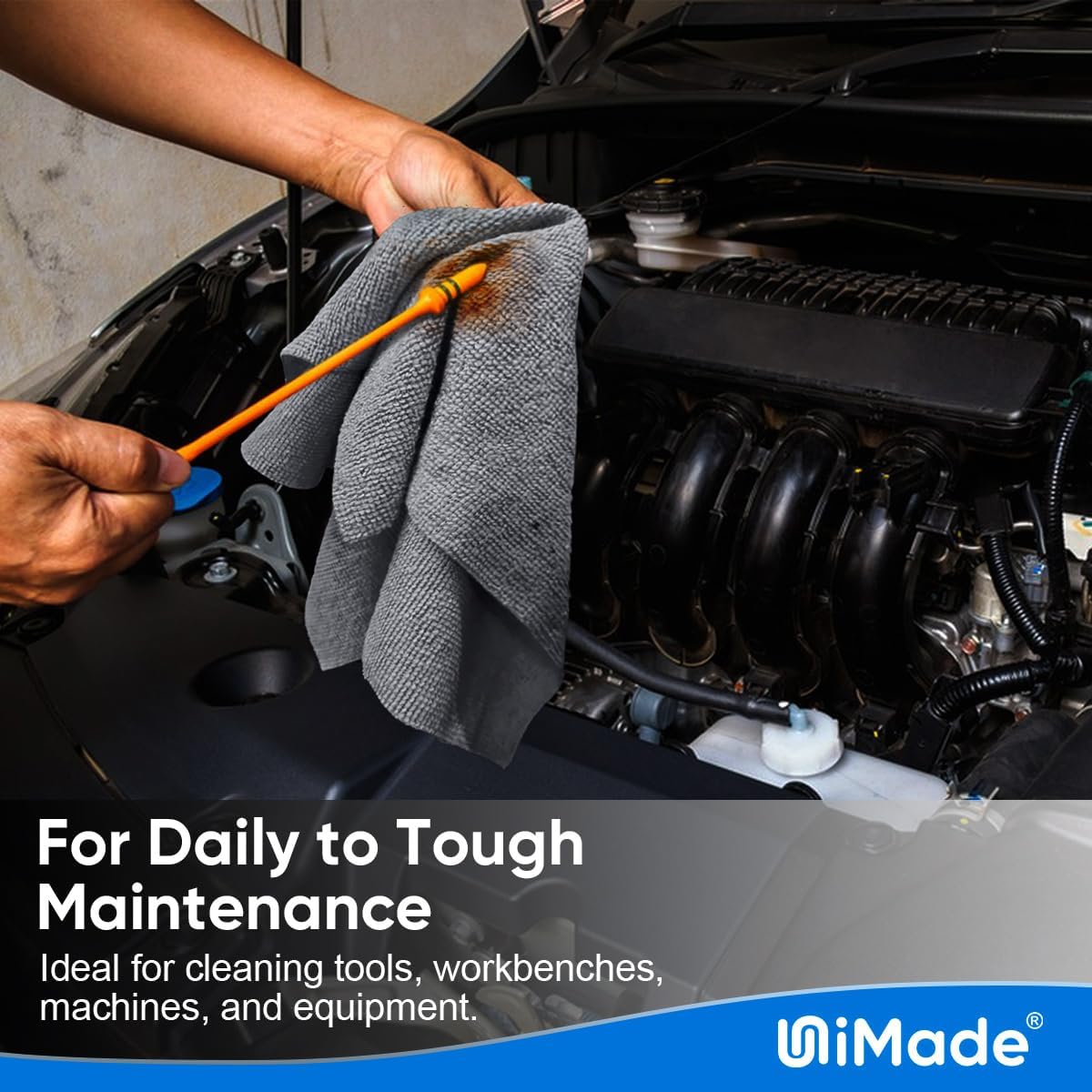 Microfiber Cleaning Cloth, 200 Pack Microfiber Towels for Cars Reusable Shop Rags Bulk Lint Free Cleaning Towels for Car Kitchen Automotive Bar Mechanic Restaurant Garage, 11.5"x 11.5", Grey