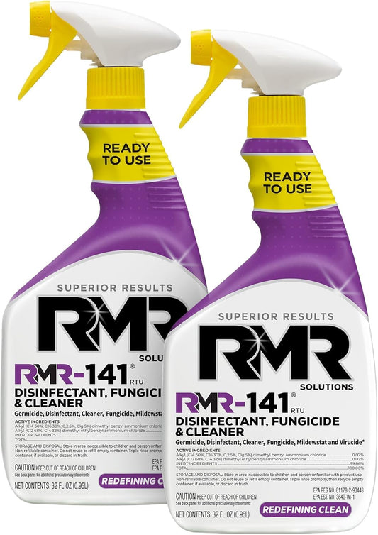 RMR-141 EPA Registered Mold and Mildew Killer, Eliminates Odors, Removes Mold, Mildew, Bacteria, and Viruses, 2-Pack of 32-Ounce Bottles