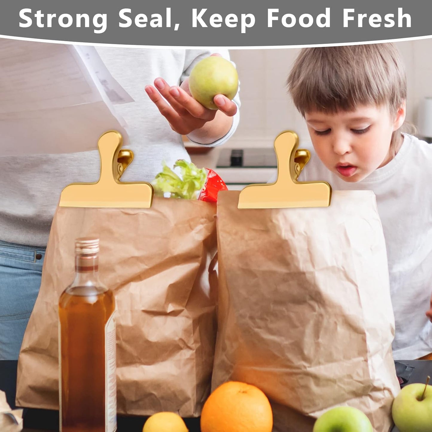 8 Pack 3 Inch Wide Stainless Steel Chip Clips Food Bag Clips Heavy Duty Food Bag Clamp, Chip Clips Metal Hinge Clip File Clamps