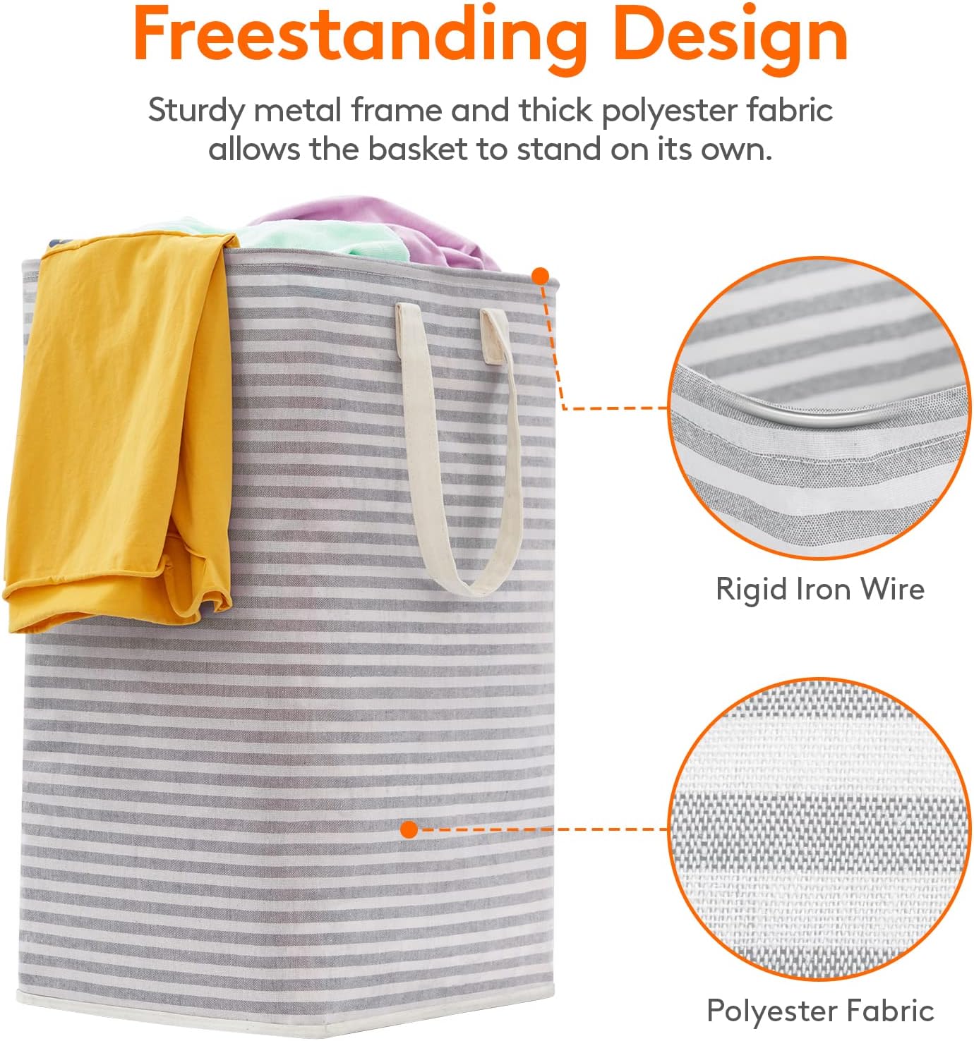 Lifewit 3 Pack Laundry Hamper Large Collapsible Laundry Baskets, Freestanding Waterproof Clothes Hamper with Easy Carry Handles in Laundry Room Bedroom Bathroom College Dorm for Adults, Gray, 3 x 80L