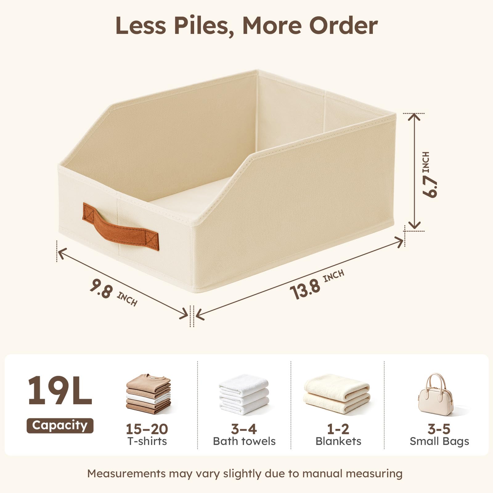 Homsorout Fabric Storage Bins for Organizing - 6 Pack Large Trapezoid Collapsible Storage Bins with