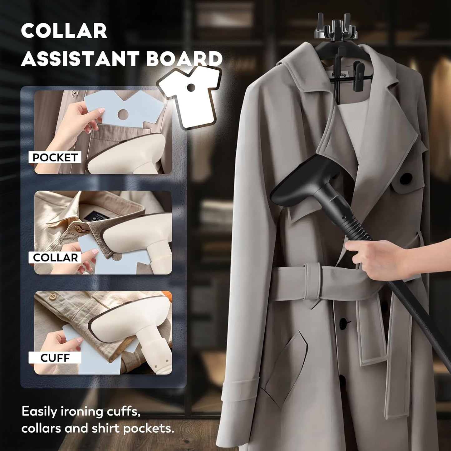 CGOLDENWALL Commercial Standing Garment Steamer for Clothes 1500w Continuous 70 mins Powerful Steam, 30s Fast Heat-up, Includes Fabric brush, Ironing pad, Gloves,Trouser Clips