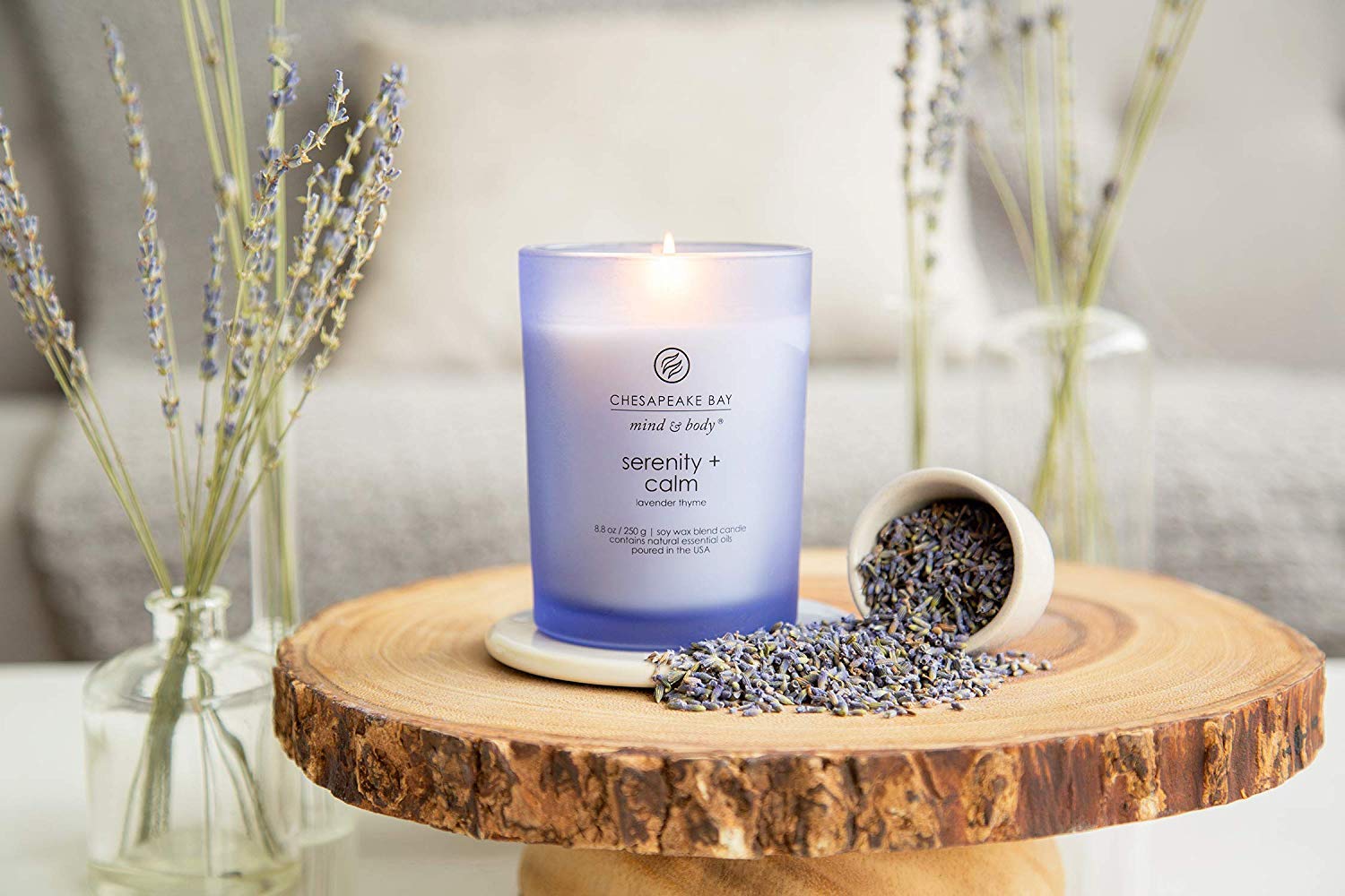 Chesapeake Bay Candle Medium Jar Scented Candle Serenity + Calm (Lavender Thyme) Home Décor Orange