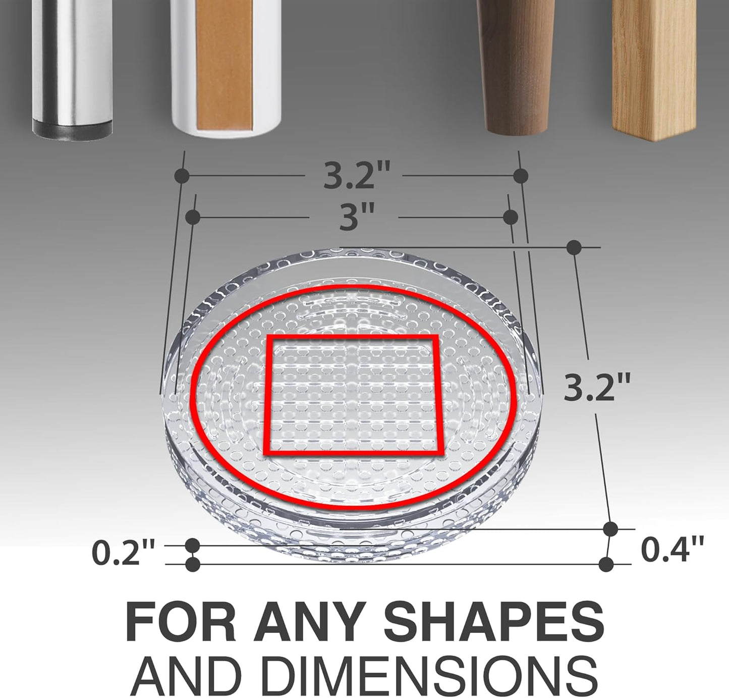 X-Protector Furniture Cups - 4 PCS 3" - Non Slip Furniture Pads for Hardwood Floors - Transparent Floor Protectors - Bed Stoppers to Prevent Sliding - Keep Furniture from Sliding on Floor! (Round)