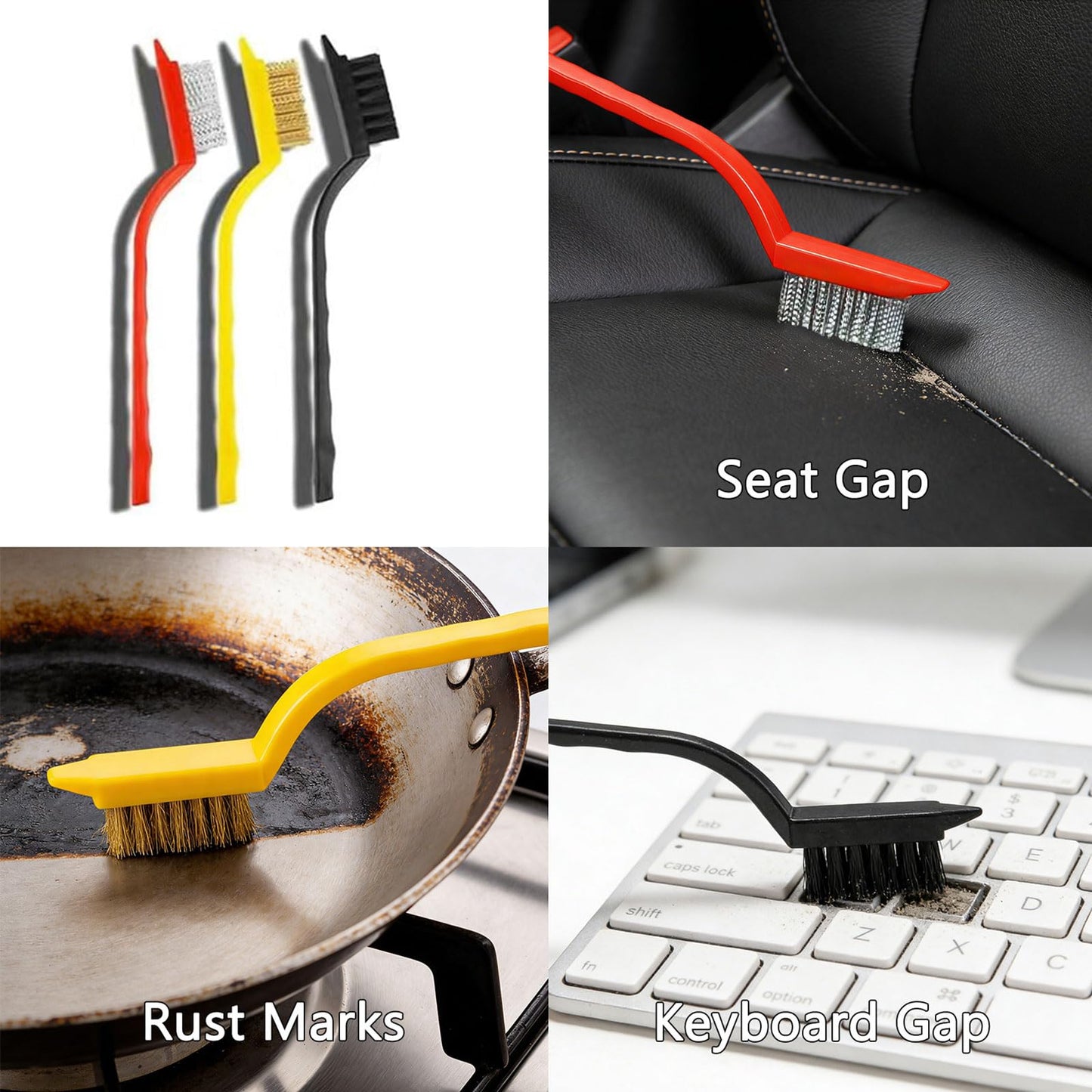 Crevice Cleaning Brush 12-Pack - Heavy Duty Hard Bristle Gap Brush for Deep Cleaning - Ultra-Thin