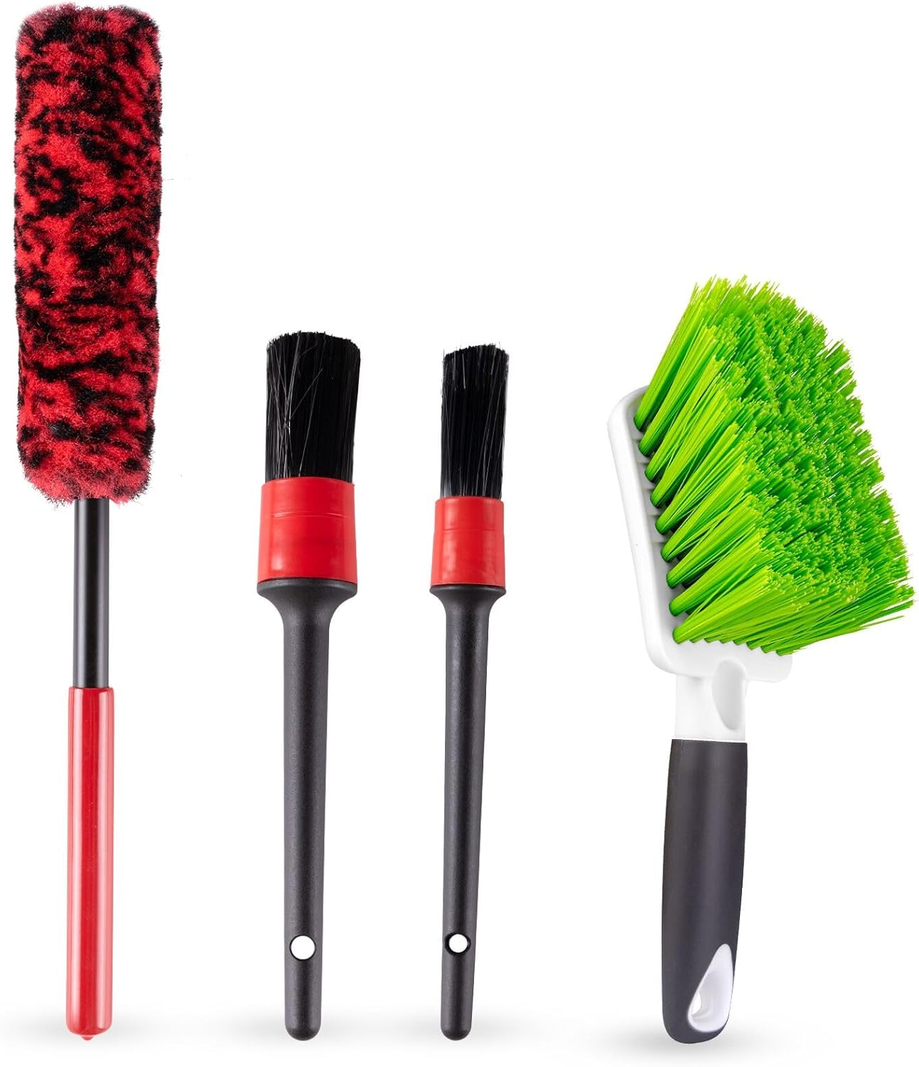 ITTAHO 4 Pack Car Wash Brush Wheel Cleaning Woolies Brush Detailing Brush and Stiff Tire Brush Tires Wheel Brushes for Cleaning Wheels for Wheels, Rims, Carpet, Truck, SUV, Moto, RV, Motorcycle