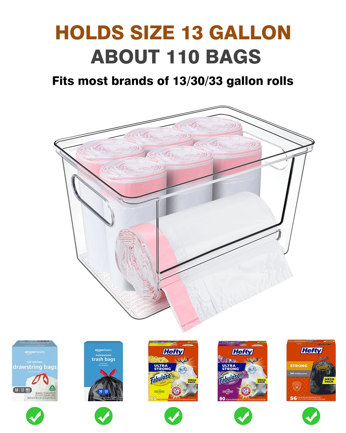 Trash Bag Dispenser 2 Pack - Under Sink Organizer, Plastic Bag Holder