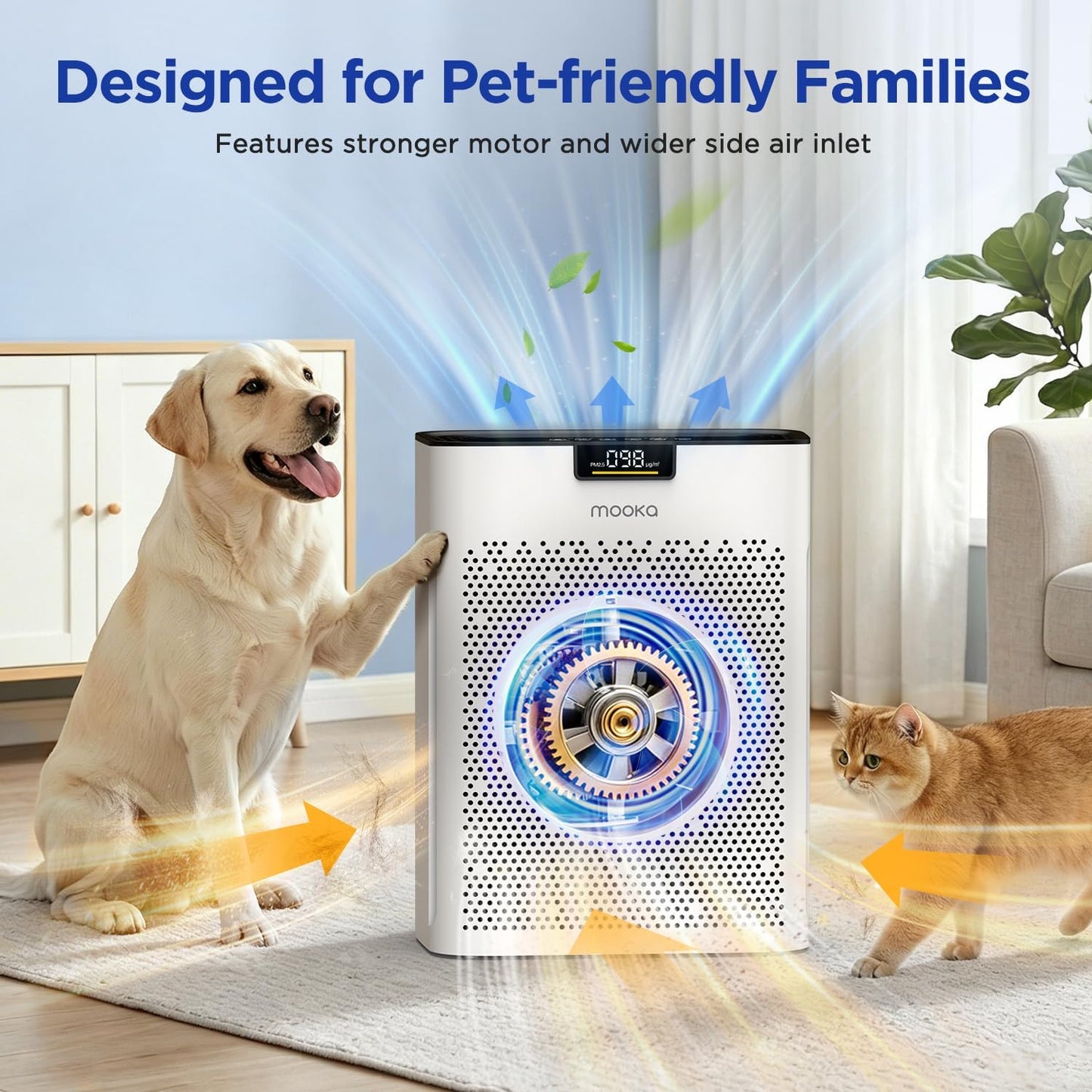 MOOKA Air Purifier for Home Bedroom Large Room 2200 Ft², True HEPA Filter