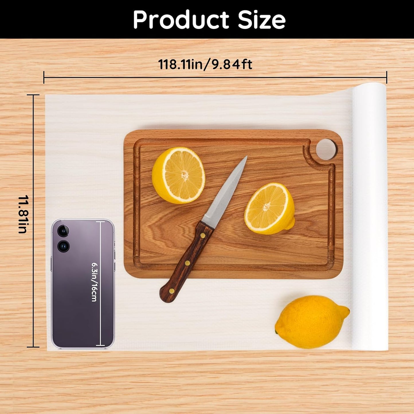 Kitchen Shelf Liner, 11.8" W x 118" L x 0.03" T, Cabinet Liners for Shelves Non Slip, Non-Adhesive for Home and Kitchen Cabinets, Drawer, Refrigerator, Dresser, Cupboard, RV (Polka Dot)