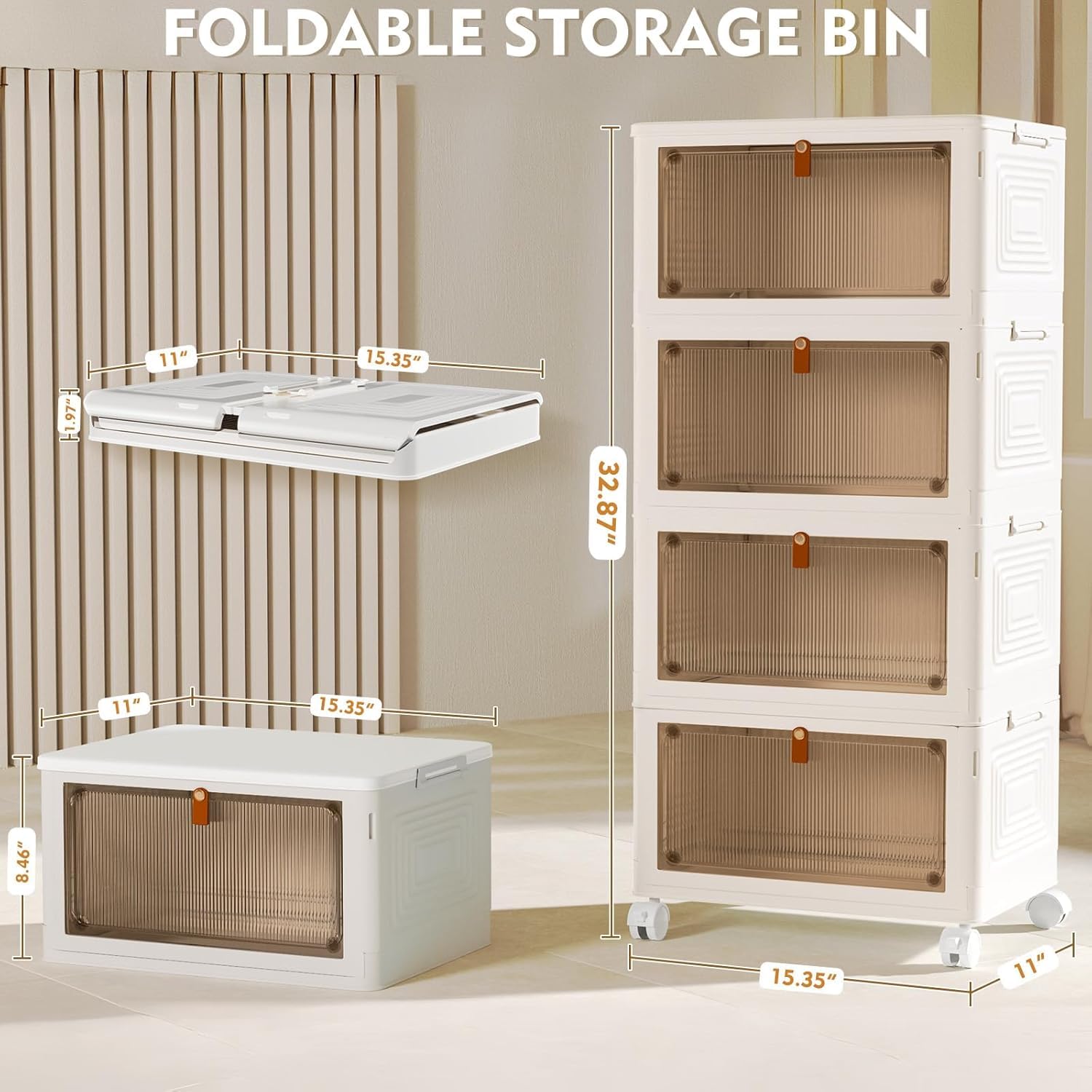 YFXCVSL 4 Tier Plastic Storage Bins with Lid 23QT, Stackable Storage Bins